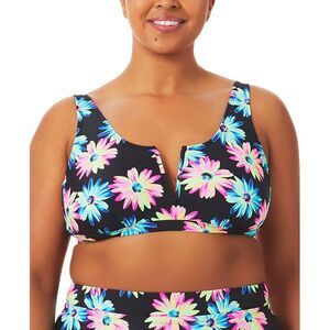 California Waves Trendy Plus Size Gerber Daisy Bralette Bikini Top